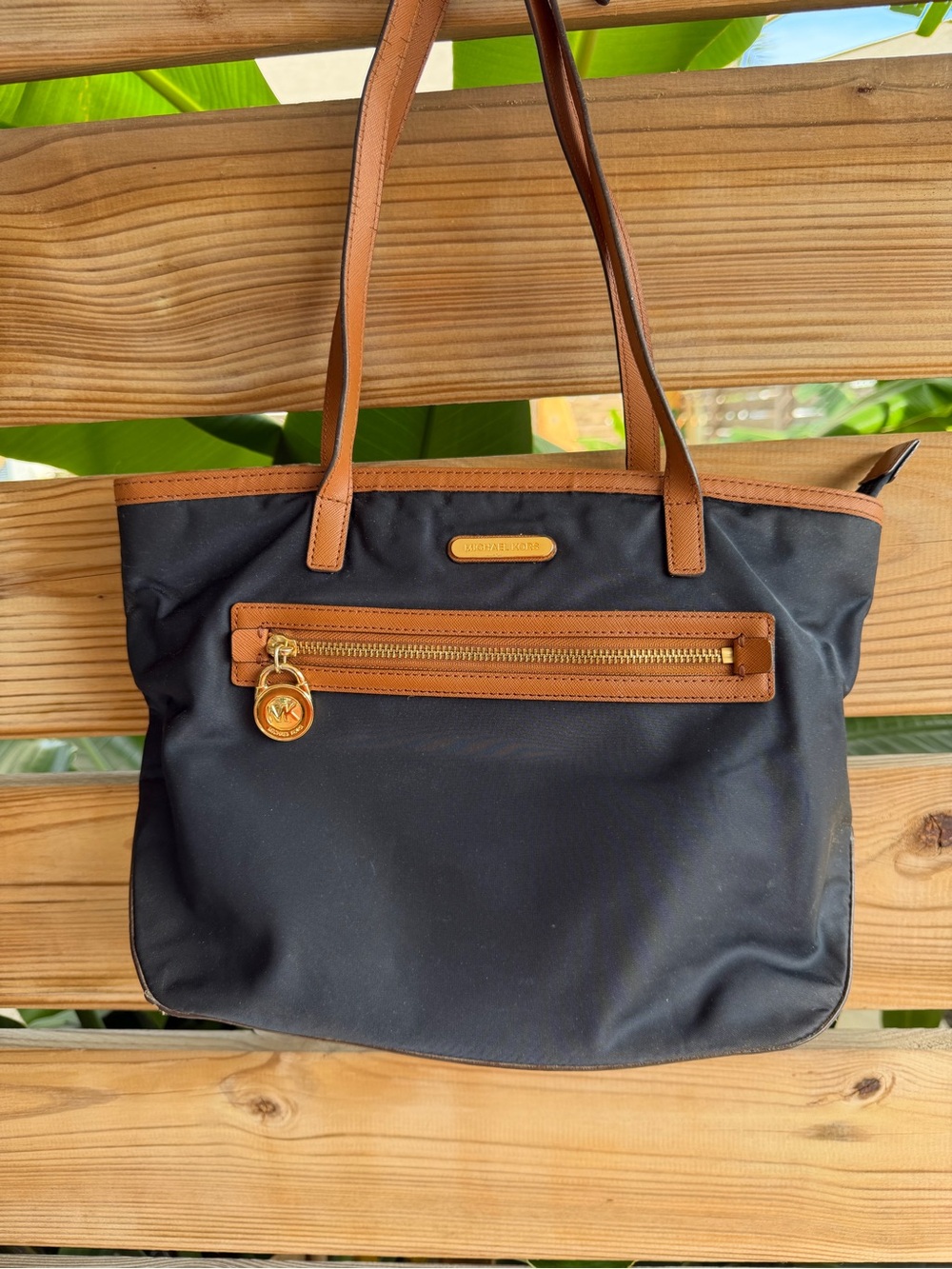 Michael Kors Black and Tan Tote Bag